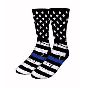 Police Thin Blue Line U.S. Flag Socks - NEW Fast Ship